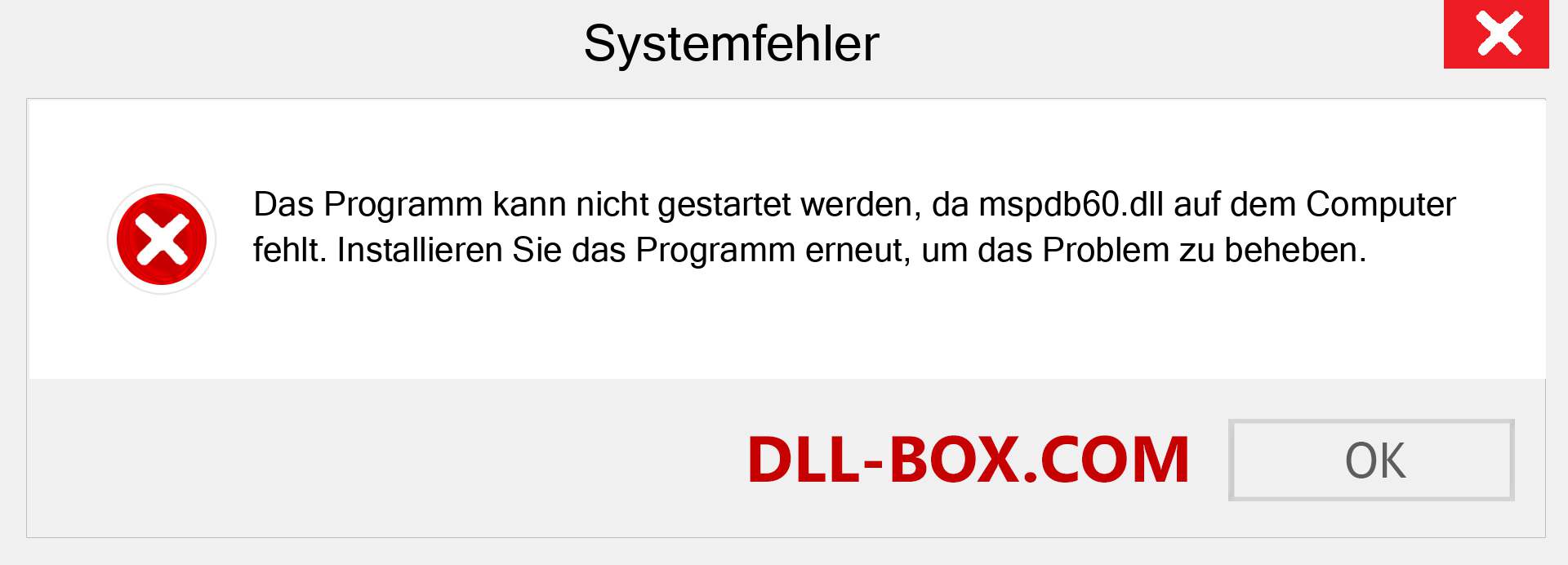 mspdb60.dll-Datei fehlt?. Download für Windows 7, 8, 10 - Fix mspdb60 dll Missing Error unter Windows, Fotos, Bildern