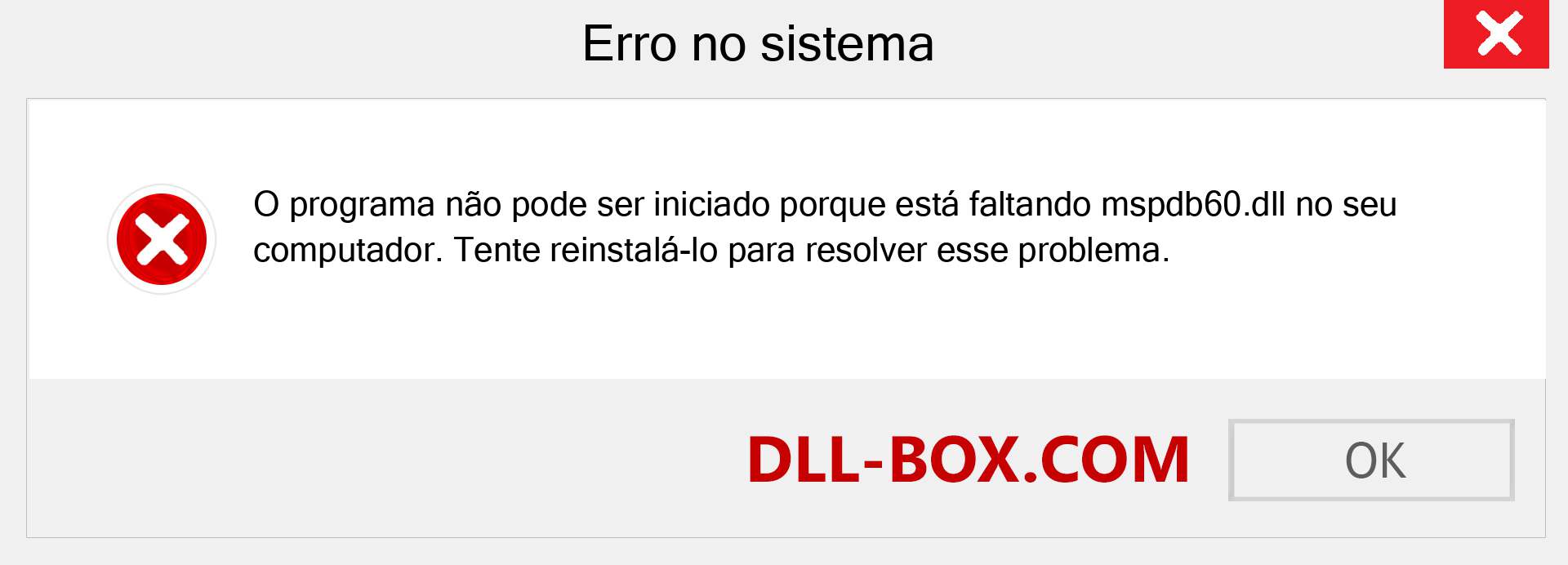 Arquivo mspdb60.dll ausente ?. Download para Windows 7, 8, 10 - Correção de erro ausente mspdb60 dll no Windows, fotos, imagens