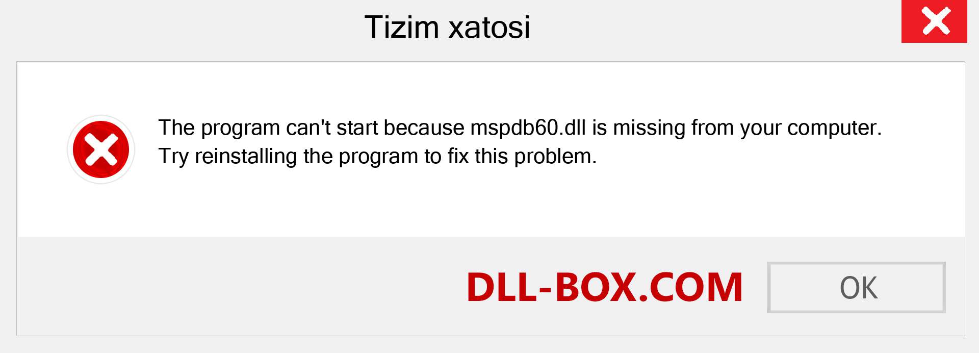 mspdb60.dll fayli yo'qolganmi?. Windows 7, 8, 10 uchun yuklab olish - Windowsda mspdb60 dll etishmayotgan xatoni tuzating, rasmlar, rasmlar